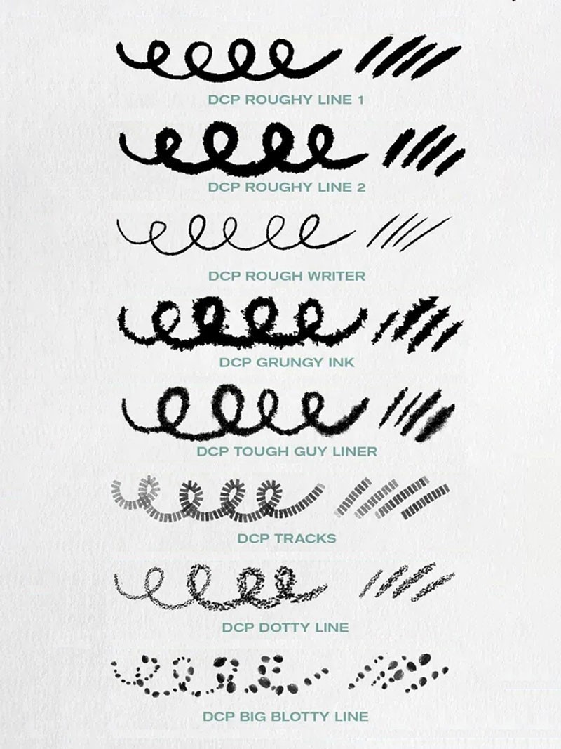 32支笨拙感抖动线条Procreate+PS笔刷